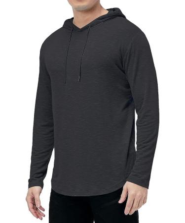 Mens Athletic Hooded Long Sleeve Sport Shirt - Black - Large - Buy Online on GoSupps.com