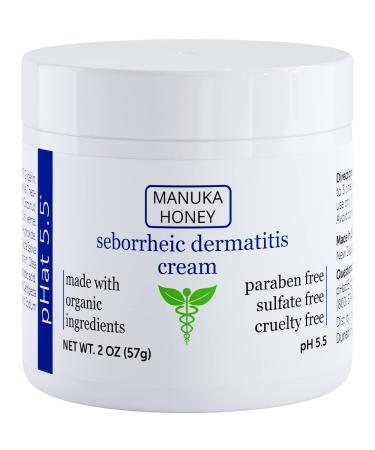Seborrheic Dermatitis Cream with Manuka Honey, Coconut Oil and Aloe Vera - Moisturizing Face and Body Anti Itch Cream for Sensitive Skin - Natural & Organic Cream (2 oz) 2 Ounce (Pack of 1)