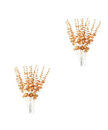 Zerodeko 20 Pcs Eucalyptus Leaves Artificial Leaves Artificial Greenery Stems Artificial Flowers Wedding Centerpiece Home Decor Gold Wedding Decor Household Decor Vase Bouquet Plastic Touch Goldenx2pcs 38X3CMx2pcs