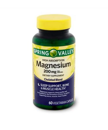 H4U Magnesium Sleep Support Bone & Muscle Health Dietary Supplement Vegetarian Capsules 200 mg 60 Count