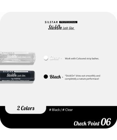 SILSTAR PROFESSIONAL Strip Lash Glue - Latex Free Strong Hold 0.07oz (8pcs) - Black & Clear Assorted - Ideal for Individual Eyelashes - International Shipping Available - Buy Online on GoSupps.com