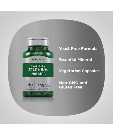 Piping Rock Yeast Free Selenium 200mcg | 200 Capsules | Vegetarian Supplement | Non-GMO Gluten Free Formula - Buy Online on GoSupps.com
