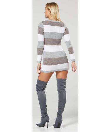 Zeta Ville Women's Maternity Stripes Knit Jumper Dress Tunic Top V-Neck - Cappuccino Melange (Size 12-14) - Buy Online on GoSupps.com