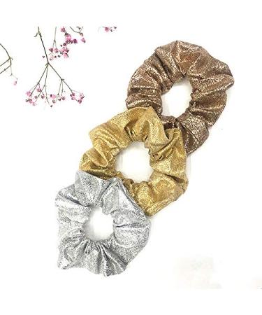 4 Pack Gold Marble Metallic Hair Scrunchies - Festival Christmas Hair Ties for Girls - Buy Online on GoSupps.com