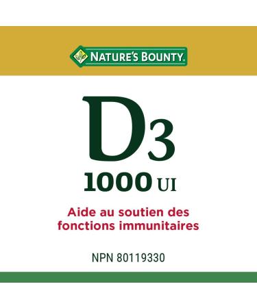 Nature's Bounty Vitamin D3 1000IU Supplement Helps Maintain Immune Function Bones and Teeth 250 Softgels - Buy Online on GoSupps.com