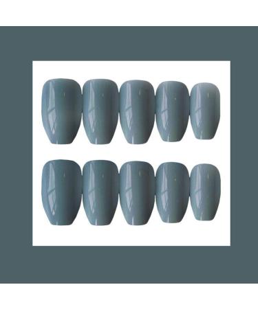 Buy Sethain Shiny Gray Ballerina False Nail Tips - 24 Piece Press-On Nails for Women & Girls | Long Complete Cover - Buy Online on GoSupps.com