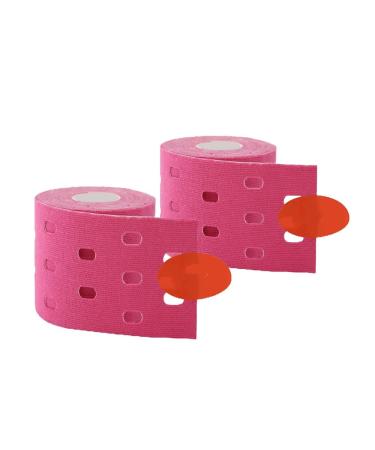Perforated Muscles Sports Tape Therapeutic Care Elastic Bandage Breathable 5CM*5M Sports Kinesiology for Muscle Joints Physical Therapy Tape for Knee Ankle Shoulder Plantar Fasciitis 2 Rolls Pink