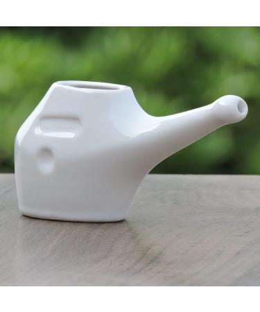 Traveller's Ceramic Neti Pot with 5 Sachets Neti Salt - Nasal Cleansing Kit - Buy Online on GoSupps.com