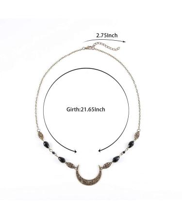 Aularso Vintage Bronze Crescent Moon Head Chain with Crystals - Halloween Hair Accessory for Women and Girls (Black) - Buy Online on GoSupps.com