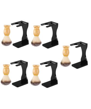 PopetPop 5 sets of razor set display holder for razor men black suits shaving brushes and bowl shaving organizer hairdresser hairdresser shaving brush jack third gang man brushes acrylic