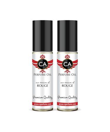 CA Perfume Impression of Rouge For Men Replica Fragrance Body Oil Dupes Alcohol-Free Essential Aromatherapy Sample Travel Size Concentrated Long Lasting Attar Roll-On 0.3 Fl Oz-X2