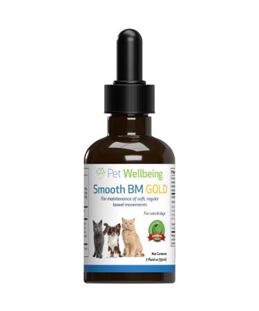 Pet Wellbeing Smooth BM Gold for Cats - Gentle Constipation Relief for Felines - Natural Herbal Supplement 2 oz (59 ml)