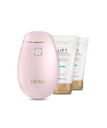 NEWA RF Wrinkle Reduction Device (Plug in) - FDA Cleared Skincare Tool for Facial Tightening. Boosts Collagen  Reduces Wrinkles. with 2 Months Gel Supply. Pink Starter Kit