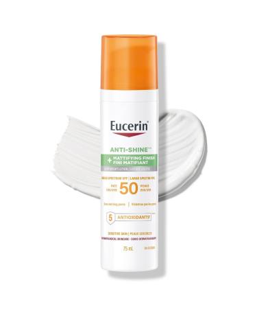 Eucerin Sun Anti-Shine Control Face Sunscreen SPF 50 | Mattifying Sunscreen with 5 Antioxidants | Won't clog pores Lightweight Fragrance Free | For Sensative or Oily Skin | 75ml Pump