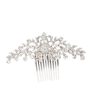 DOITOOL Vintage Silver Hair Side Combs Rhinestone Comb Crystal Headpiece Hair Accessory for Women Silver Headpiece Bridal Accessories Headwear Tiara Women's Entrained Rhinestones