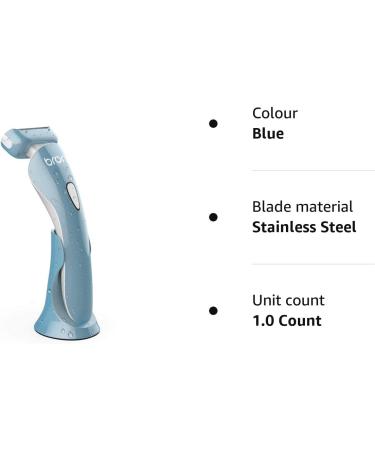 Brori Electric Lady Shaver - Women's Razor Bikini Trimmer | Wet & Dry, Rechargeable, Cordless, LED Light, Blue - Buy Online on GoSupps.com