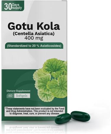 Nutra Nutrition Gotu Kola 400mg Capsules 20% Asiaticosides Standardized Centella Asiatica Extract Supports Circulation, Brain & Cognitive Function 60 Softgels - Buy Online on GoSupps.com