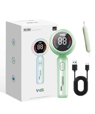 Fabric Shaver Electric Lint Remover USB Charging LED Display Rechargeable Sweater Shaver Cordless Clothes Defuzzer Portable Pills Trimmer for Clothes (Green)
