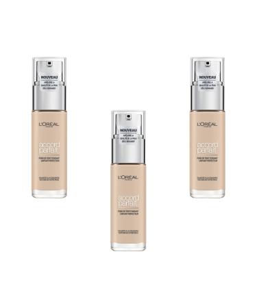 L'Oreal Paris L'Or al Paris Accord Parfait Makeup Base 1.R Ivory Pink Pack of 3 (3 x 30 ml)