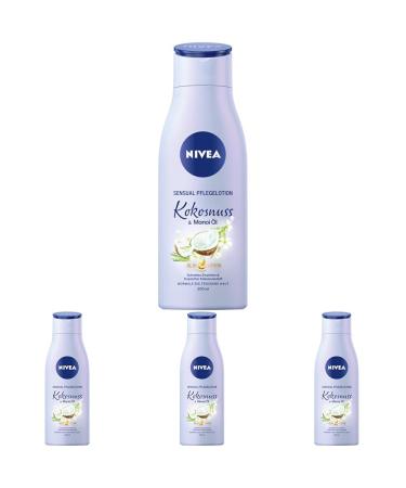 Nivea body sensual care lotion coconut & monoi oil in a 4-pack (1 x 200 ml) fast-picking body lotion with coconut fragrance body cream for 24h moisture 200 ml (4 Pack)