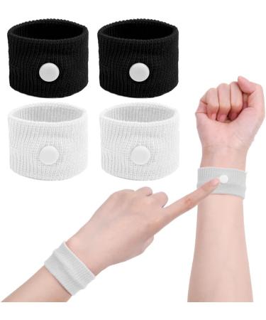 ACWOO Motion Sickness Wristbands 2 Pairs - Natural Anti-Nausea Relief for Kids & Adults - Car, Sea, Flying Travel - Black+White - Buy Online on GoSupps.com