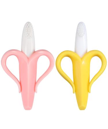 Tnsray baby toothbrush and bite ring 2 pieces of antimicrobial bite ring 0-12 months dental aid gel applicator for wound gums exercise brush training brush BPA-free and health