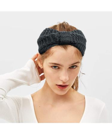 Winter Knitted Headband Women Girls Knit Headband Ladies Chunky Elastic Turban Head Wraps Ear Warmers Crochet Hairbands grey - Buy Online on GoSupps.com