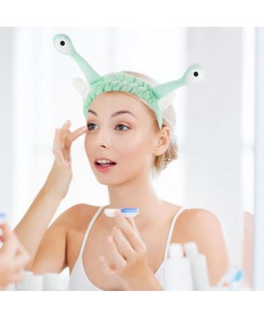 Spa Headband Facial Makeup Head Band Cute Snail Cartoon Head Band Wraps Hair Accessories Fleece Elastic Makeup Headband Hair Wrap for Facial Cosmetic Shower Yoga Sports Green - Buy Online on GoSupps.com