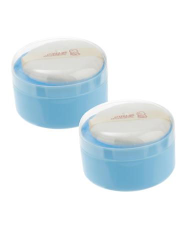 2 pi ces Bo te de Rangement pour Poudre Gar on Fille tui Doux pour Houppette de Protection Peau D licate et Tout- Design Pratique et L ger Bleu