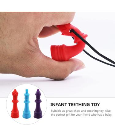 Healifty 4Pcs Baby Teething Toys - Chess Shaped Silicone Chew Necklace Pendants for Autism Nursing - Assorted Colors - Buy Online on GoSupps.com