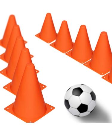 Novelty Place 7 inch Plastic Training Cones, 12Pcs Durable Traffic Cone Play Field Marker Cone for Safety, Agility Training, Soccer, Football, Sports Games & Other Activities Orange