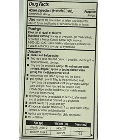 Newborns Infants & Children Gas Relief Simethicone 20 mg/0.3ml Drops Dye Free Generic for Mylicon 1 oz (30ML) by RUGBY