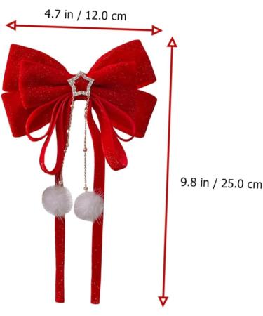 MAGICLULU 1pc Hair Accessories Girl Hair Clips Satin Hairpin Barrettes for Hair Christmas Bow Hairpin Satin Hair Clips Bowknot Hair Clips Tiara Bow Tie Ribbon Red Flocking Child - Buy Online on GoSupps.com