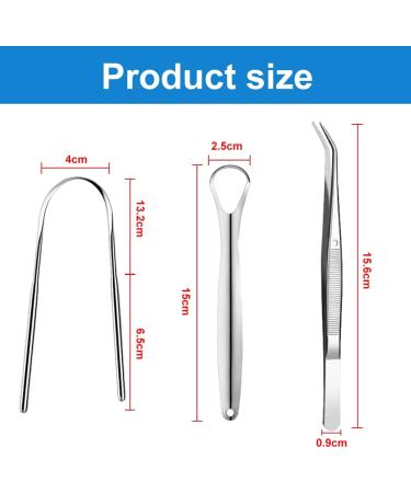 Premium Stainless Steel Tongue Cleaner & Scraper - U-Shape Design for Adults & Kids - Fight Bad Breath - Includes Tweezers - Shop Internationally - Buy Online on GoSupps.com