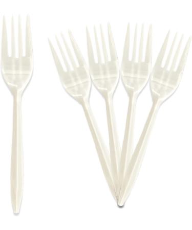 PAMI Medium Weight Disposable Plastic Forks 1000-Pack - Bulk White Silverware for Parties, Weddings, Catering - Sturdy Single-Use Forks - Buy Online on GoSupps.com