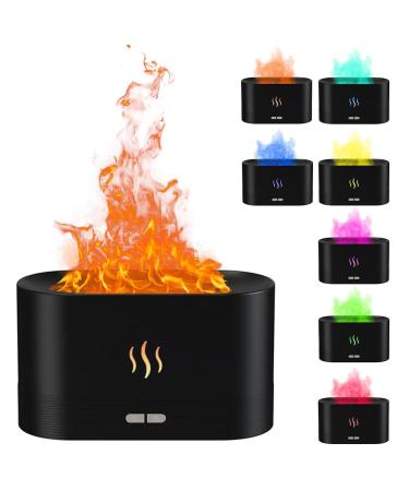 Dasiautoem flame diffuse humidifier flames aroma diffuser 7-flame color 180ml of noiseless diffuser for essential oils for home office yoga with auto-off protection 8 hours (black)
