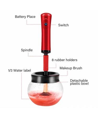 Automatic Electric Makeup Brush Cleaner & Dryer - 8 Sizes Quick Clean & Dry in Seconds - Suitable for All Brushes - Red - Buy Online on GoSupps.com
