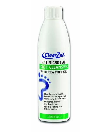 Clearzal Antimicrobial Foot Cleanser Liquid Soap with Tea Tree Oil  Soothes itch and Skin irritations. Cleans and refreshes foot. 8-Ounce Bottle