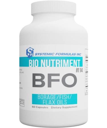 Systemic Formulas BFO - Borage/Flax/Fish Oil 60 Capsules Bio Nutriment #114. Rich and Natural Highly Potent Omega3 (DHA EPA) + Omega 6 Essential Fatty acids