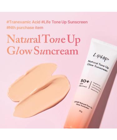 LIPHIP Natural Tone Up Glow Sunscreen SPF50+/Brightening UV Protecting, Anti-wrinkling, Mosturizing, tranexamic acid 1%, Niacinamide, Glutathione included - Buy Online on GoSupps.com
