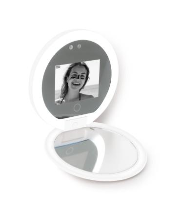 Fenair Sunscreen Testing Mirror with UV Camera  UV Mirror with Lights Checking Facial Sunscreen 2X Magnification Travel Makeup Mirror  Large 3.5 Pocket Mirror