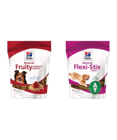 Hill's Natural Fruity Snacks for dogs with Cranberries & Oatmeal Crunchy Dog Treat 8 oz bag & Hill's Natural Flexi-Stix Turkey Jerky Treats Dog Treat 7.1 oz bag