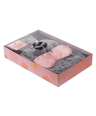 Grey Faux Fur Hot Water Bottle & Satin Eye Mask