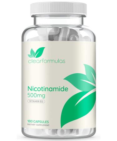 ClearFormulas Nicotinamide 500mg (180 Veggie Capsules) Vitamin B3 - NAD Booster to Support NAD, Anti Aging