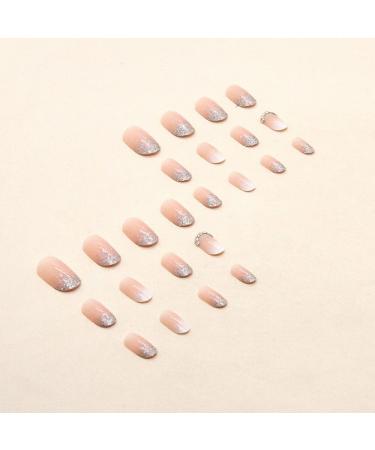 Shop Kquee Nest Color Gradient Pink Acrylic Press-On Nails - Medium Almond Shape Glitter Sequin Full Cover - 24PCS Shiny Fake Nails for Instant Glam - Buy Online on GoSupps.com