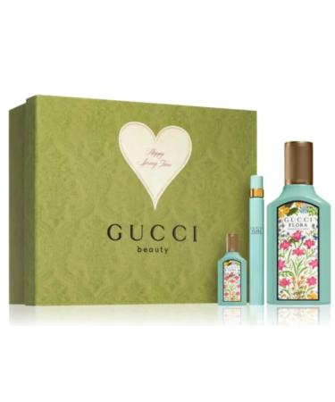 Gucci Flora Gorgerous Jamsine 3-pcs Gift Set For Women Eau De Parfum 3.3oz/100ml Eau De Parfum 0.16oz/5ml And Eau De Parfum 0.33oz/10ml