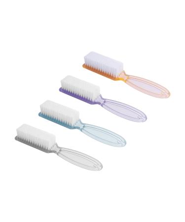 4 Pcs Nail Clean Brush Handle Toes Nail Finger Tip Cleaning Scrubbing Brushes for Home & Salon Use White Blue Purple Orange