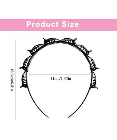2 Pcs Clip Headbands Black Hairpin Headband -Double Bangs Hairstyle Hairpin Hairband With Clips/Korean Twist Braid Headband Non-Slip/Double Layer Twist Plait Headband for Women Girls - Buy Online on GoSupps.com