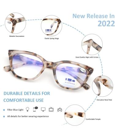Cat Eye Reading Glasses for Women - 2 Pairs with Blue Light Blocking | Fashionable Milky Black & Brown Tortoise +1.25 X - Buy Online on GoSupps.com