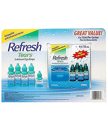 Refresh Tears Lubricant Eye Drops - 4x15ml + 1x5ml | Fast Relief for Dry Eyes - Buy Online on GoSupps.com